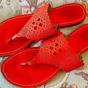 Tory Burch Orange Leather Sandals